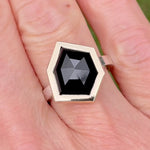 Black spinel 9ct silver & gold ring. Made to order.