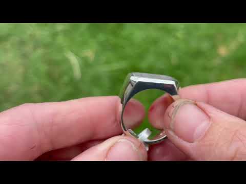 Meteorite and sterling silver ring.