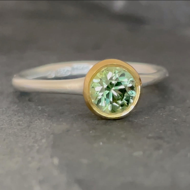 Sapphire 1ct Gold & silver ring. Made to order.