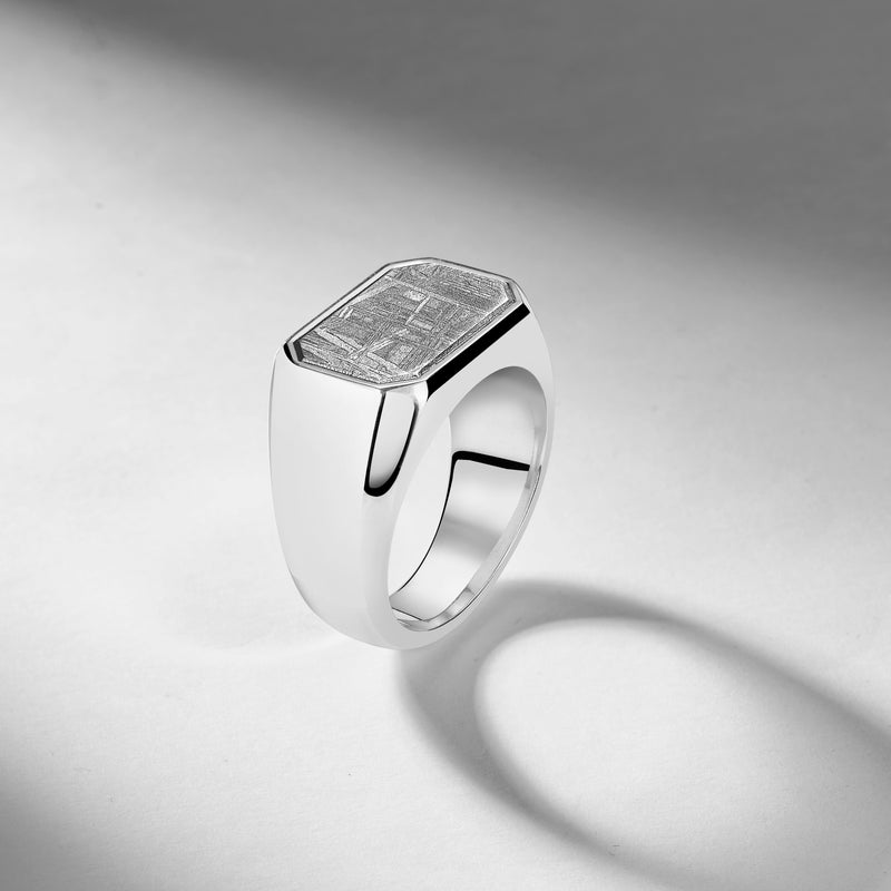 Meteorite and sterling silver ring.